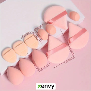 12-Piece All-Purpose Makeup Sponge Set – Powder Puffs, Air Cushion & Beauty Eggs
