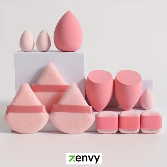 12-Piece All-Purpose Makeup Sponge Set – Powder Puffs, Air Cushion & Beauty Eggs