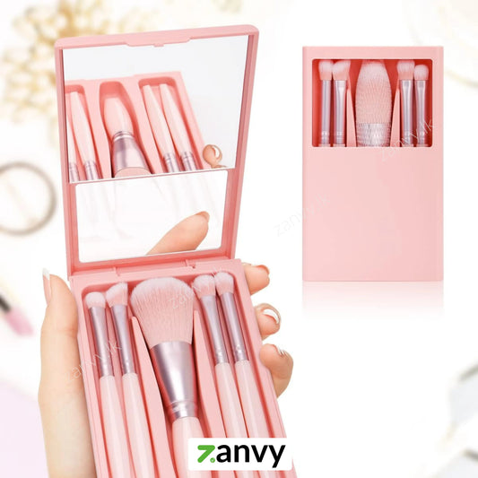 5 PCs Travel Makeup Brush with Mirror Set online in Sri Lanka