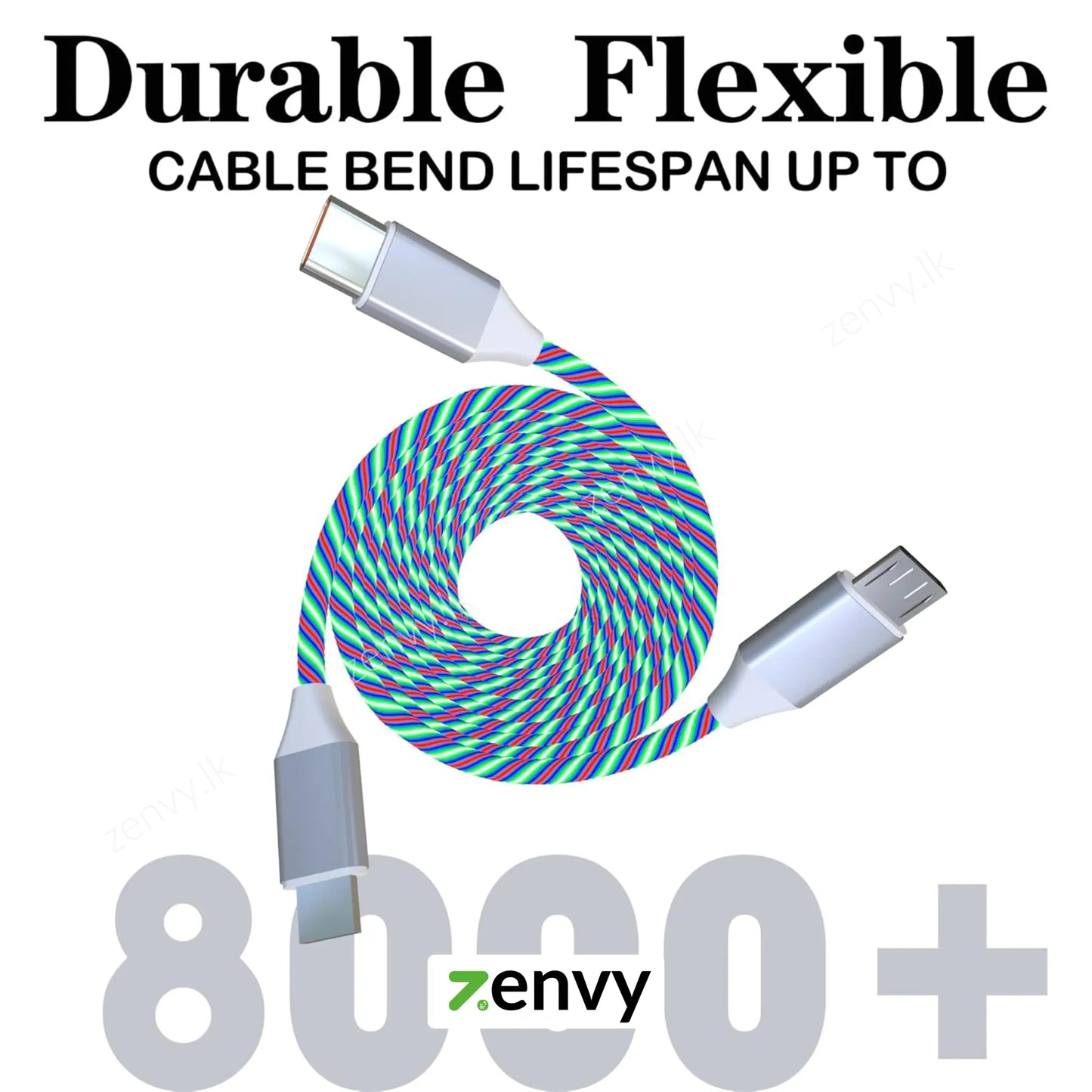 Buy 3 in 1 LED Charging Cable Best Price in Sri Lanka | Zenvy.lk
