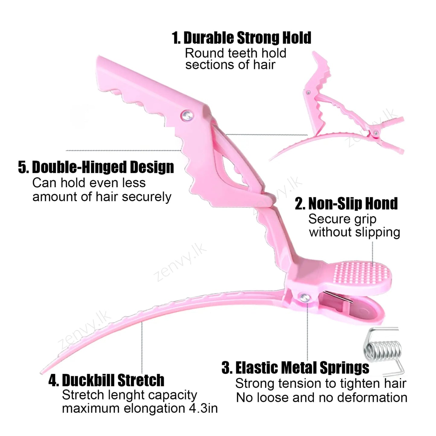 Buy 6 Pack Double Hinged Duckbill Hair Clips in Sri Lanka