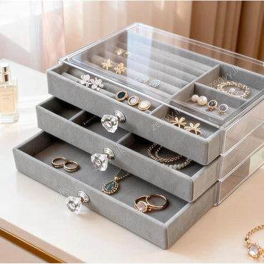 Buy Velvet Jewelry Organizer with 3 Drawers Sri Lanka | Zenvy.lk