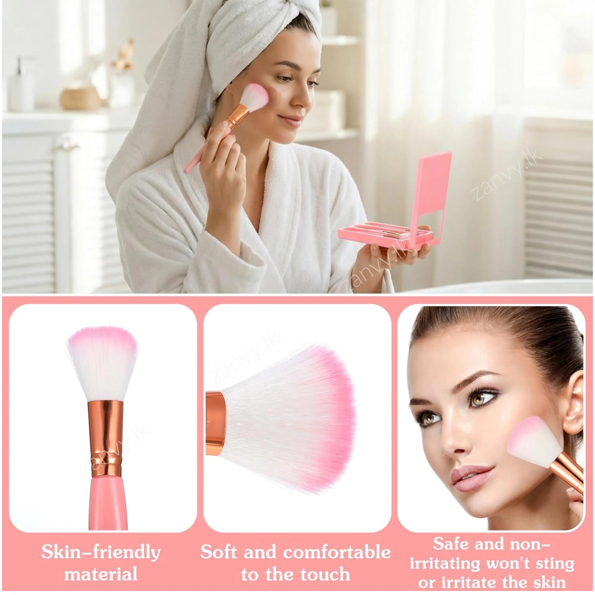 5 PCs Travel Makeup Brush with Mirror Set online in Sri Lanka