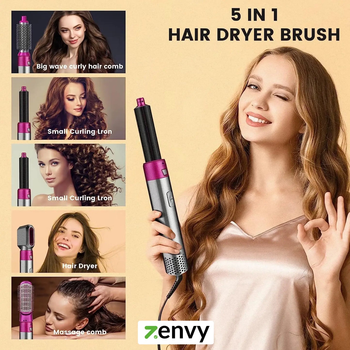 5 in 1 Hair Dryer Styling Tool – Straighten, Curl, Dry & Volumize in Sri Lanka
