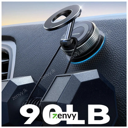 Magnetic Car Phone Holder - 360° Rotating Vacuum Suction Mount