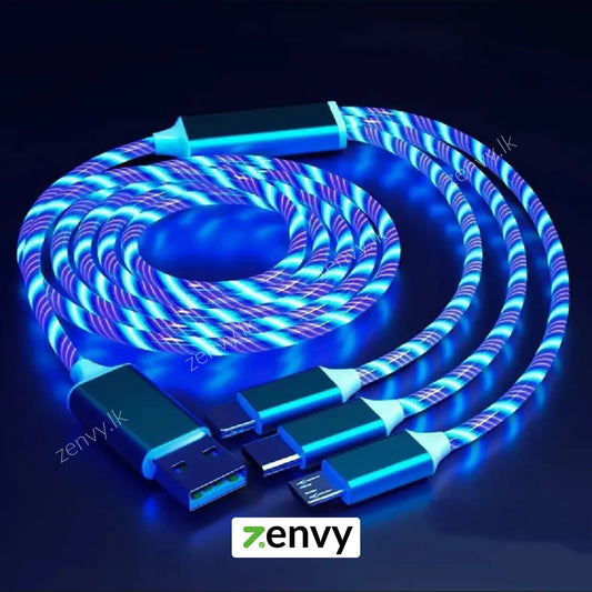 Buy 3 in 1 LED Charging Cable Best Price in Sri Lanka | Zenvy.lk