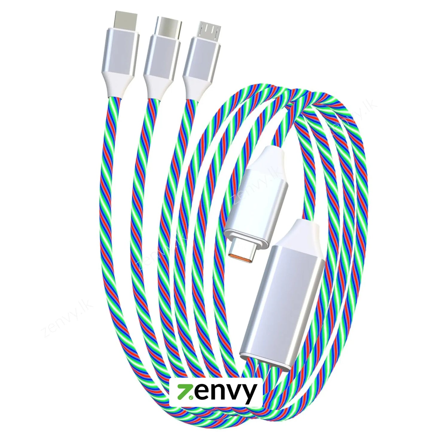 Buy 3 in 1 LED Charging Cable Best Price in Sri Lanka | Zenvy.lk