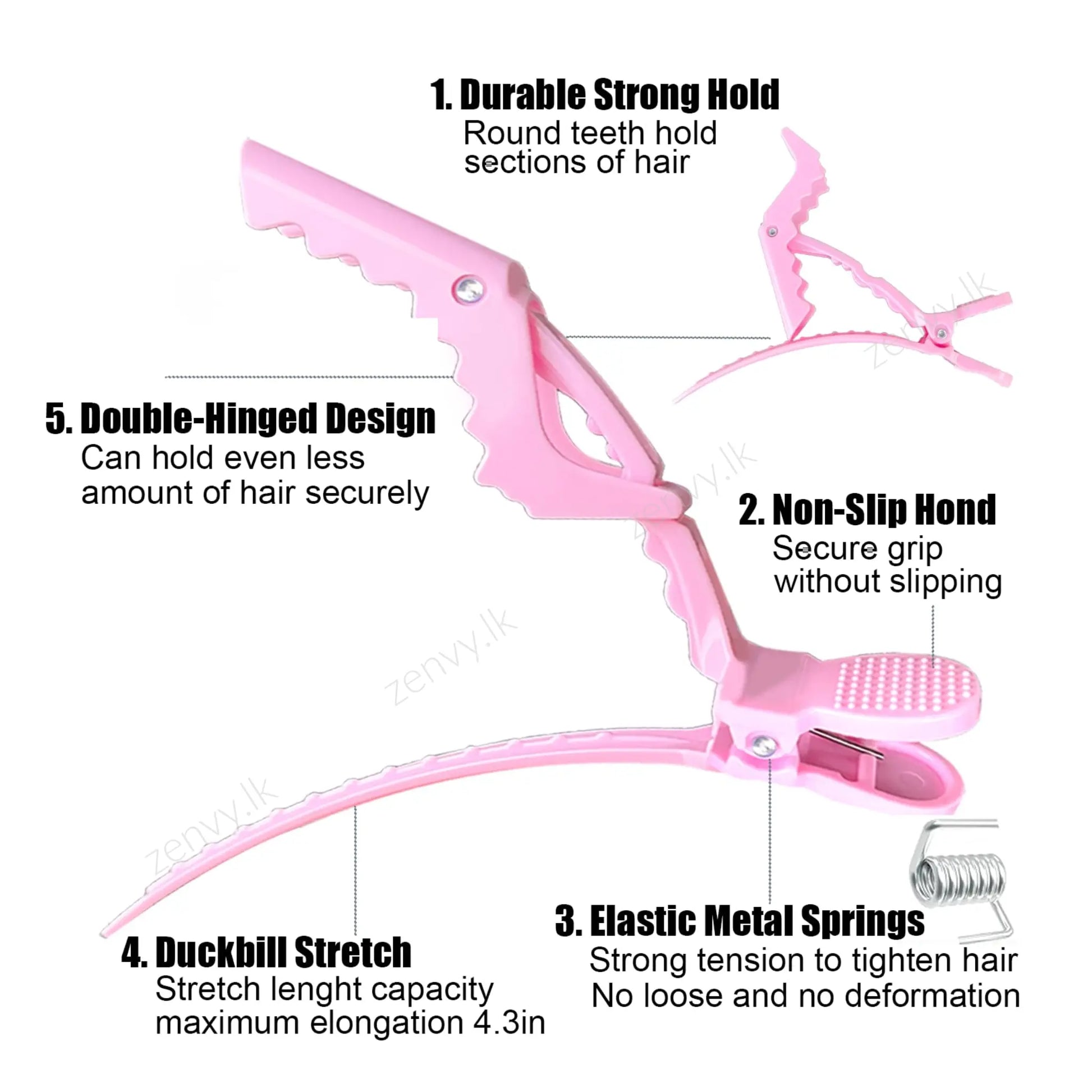Buy 6 Pack Double Hinged Duckbill Hair Clips in Sri Lanka