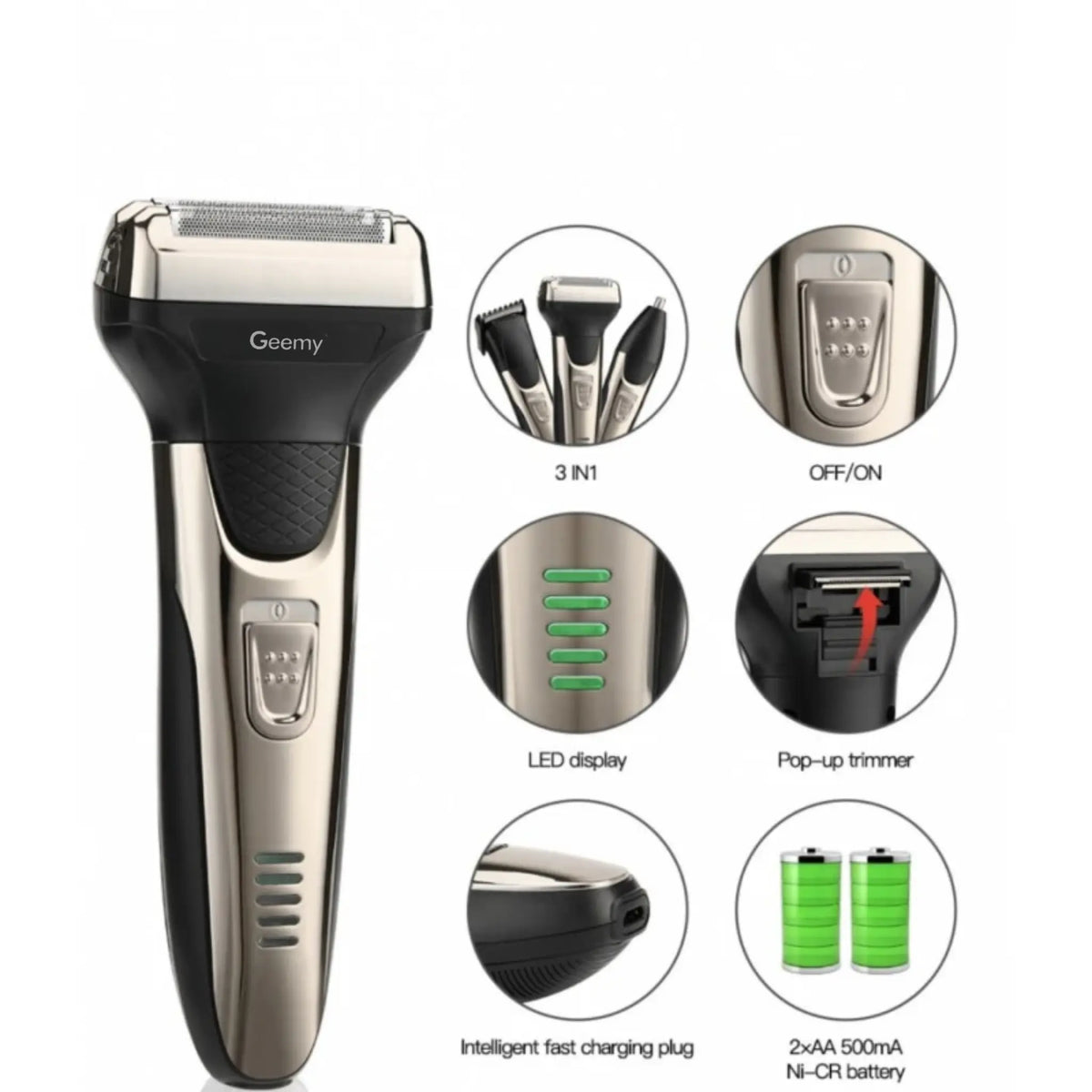 Buy Geemy 3 in 1 Rechargeable Hair Trimmer Set Sri Lanka | Zenvy.lk