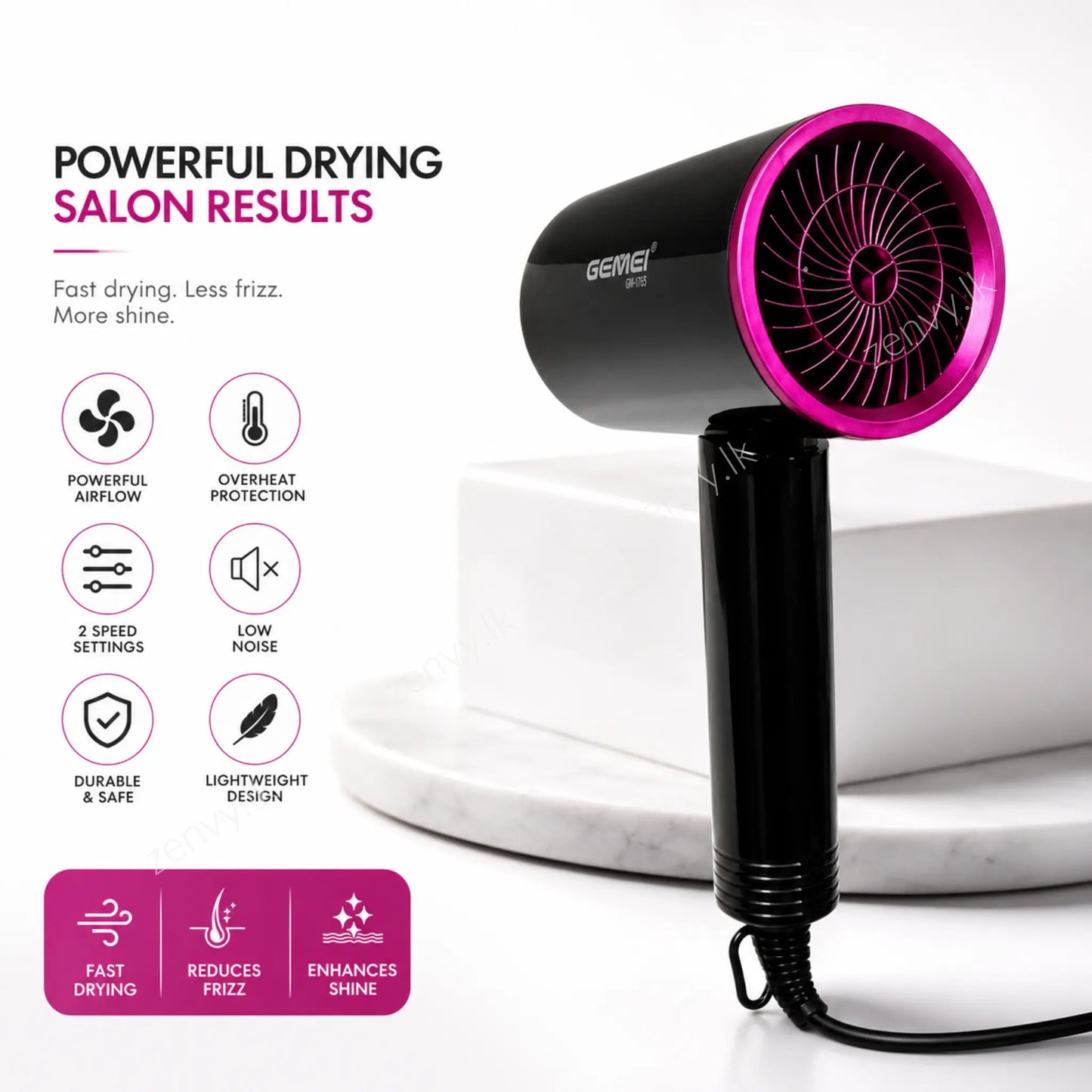 Buy Gemei Hair Dryer 1500W Online in Sri Lanka | Zenvy.lk