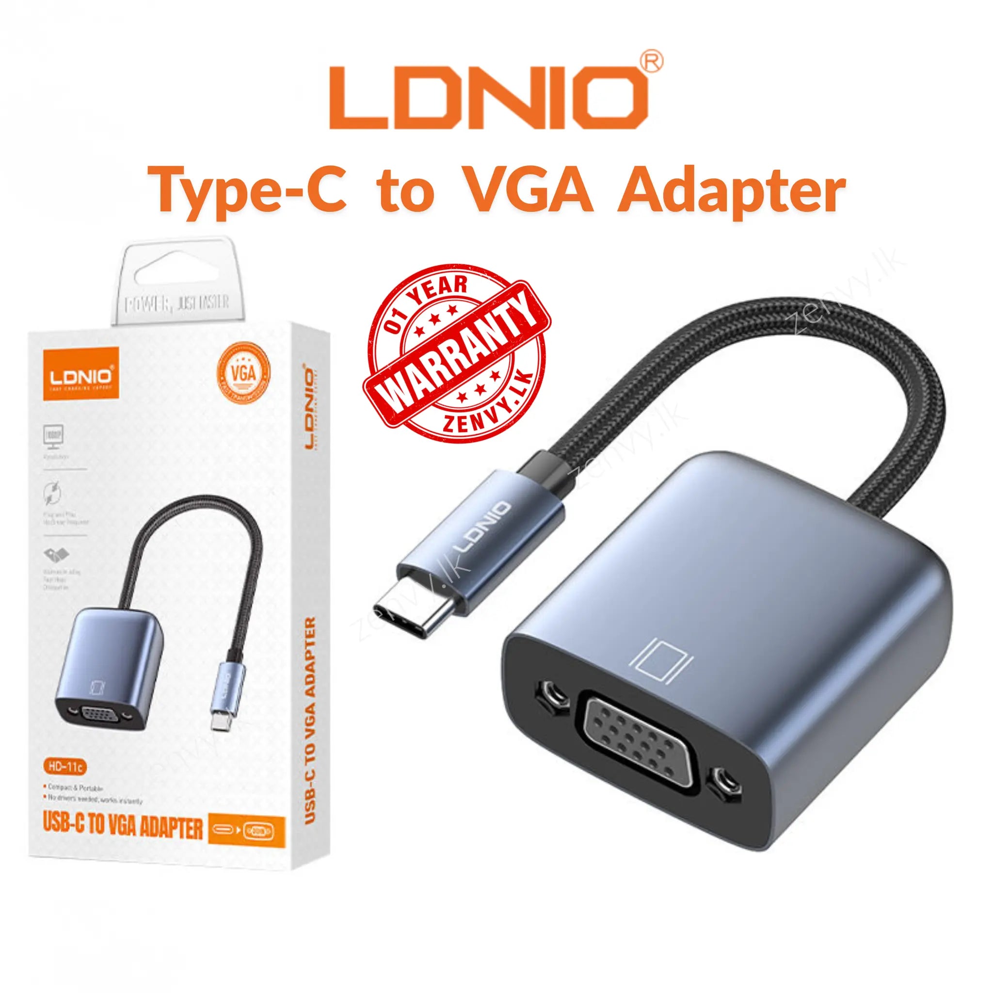 Buy LDNIO Type C to VGA Adapter 1080P 60Hz Converter in Sri Lanka