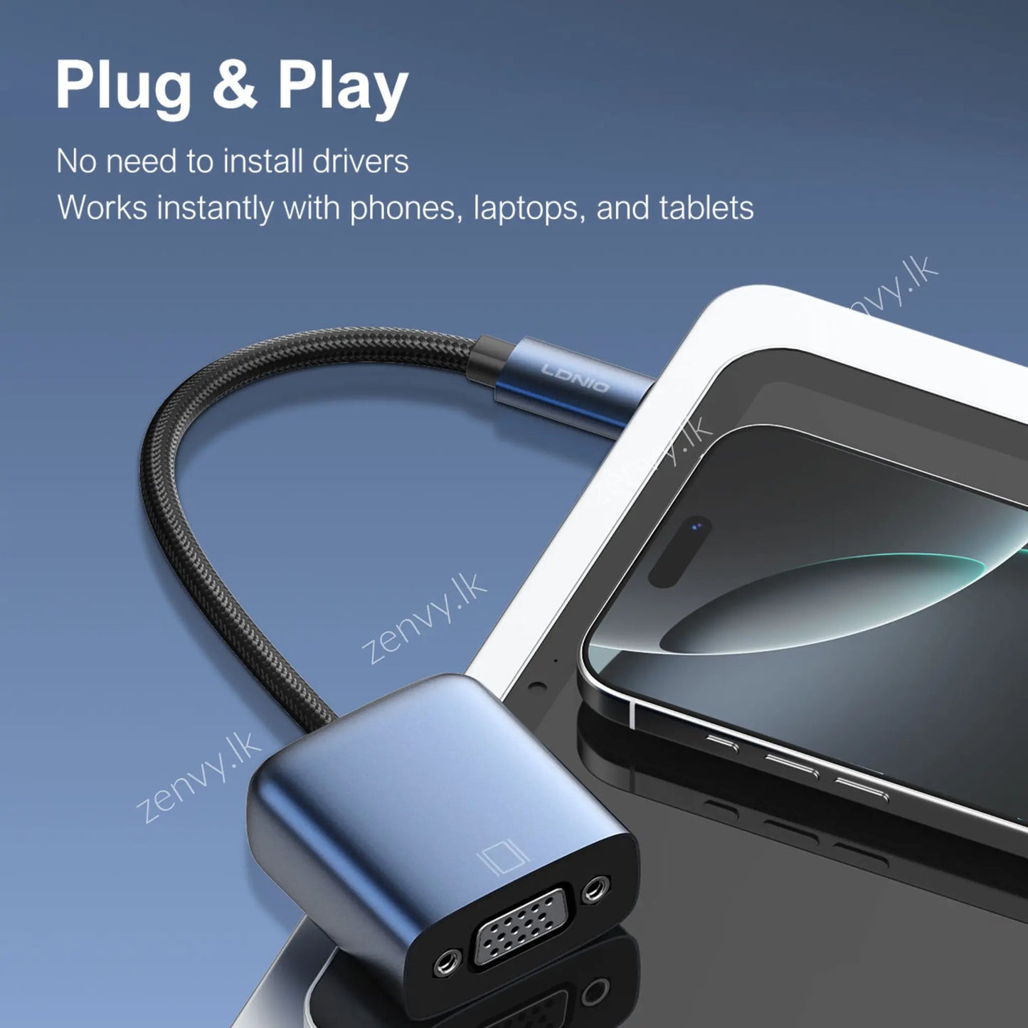 Buy LDNIO Type C to VGA Adapter 1080P 60Hz Converter in Sri Lanka