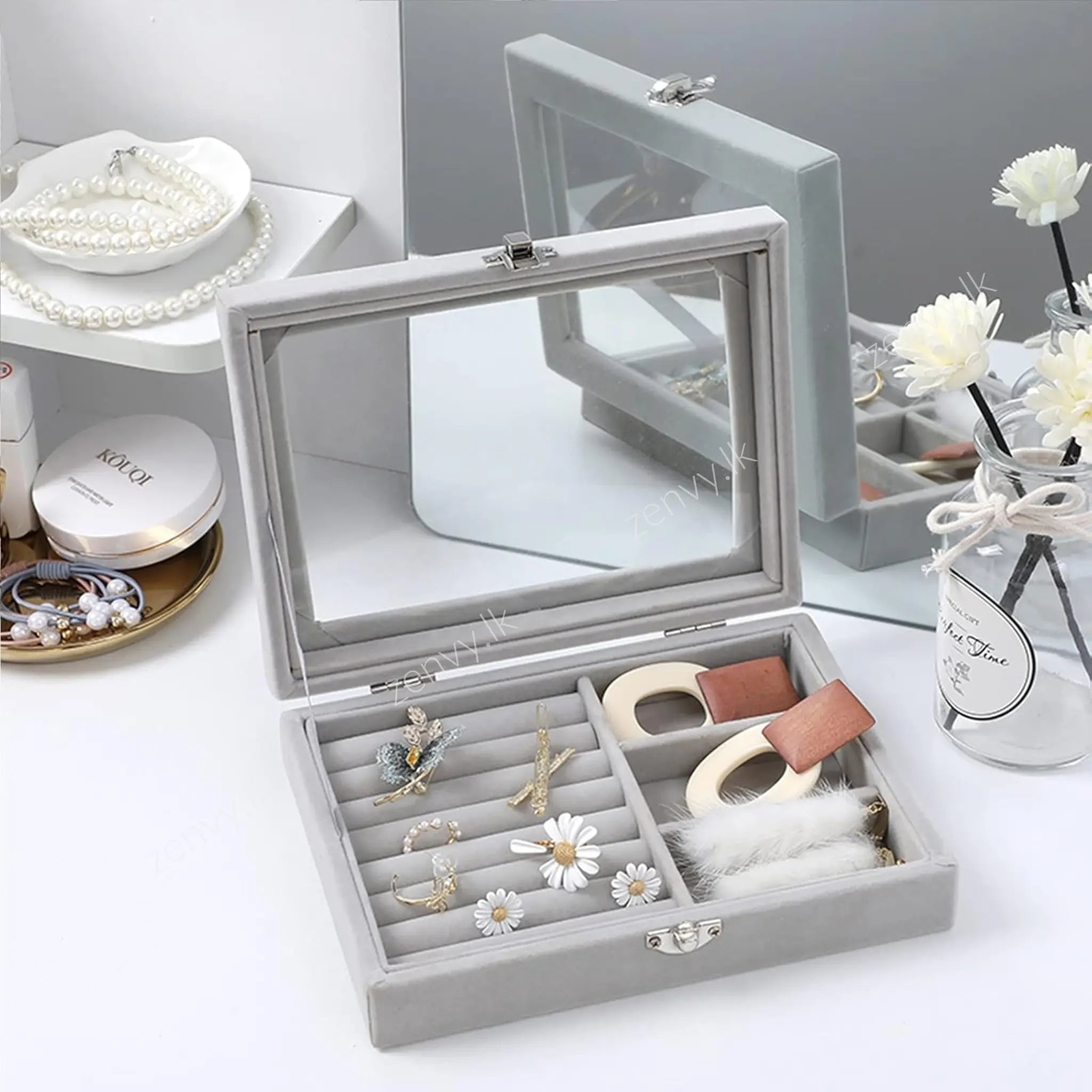 Buy Ring & Earring Jewelry Box Velvet Organizer in Sri Lanka Zenvy.lk