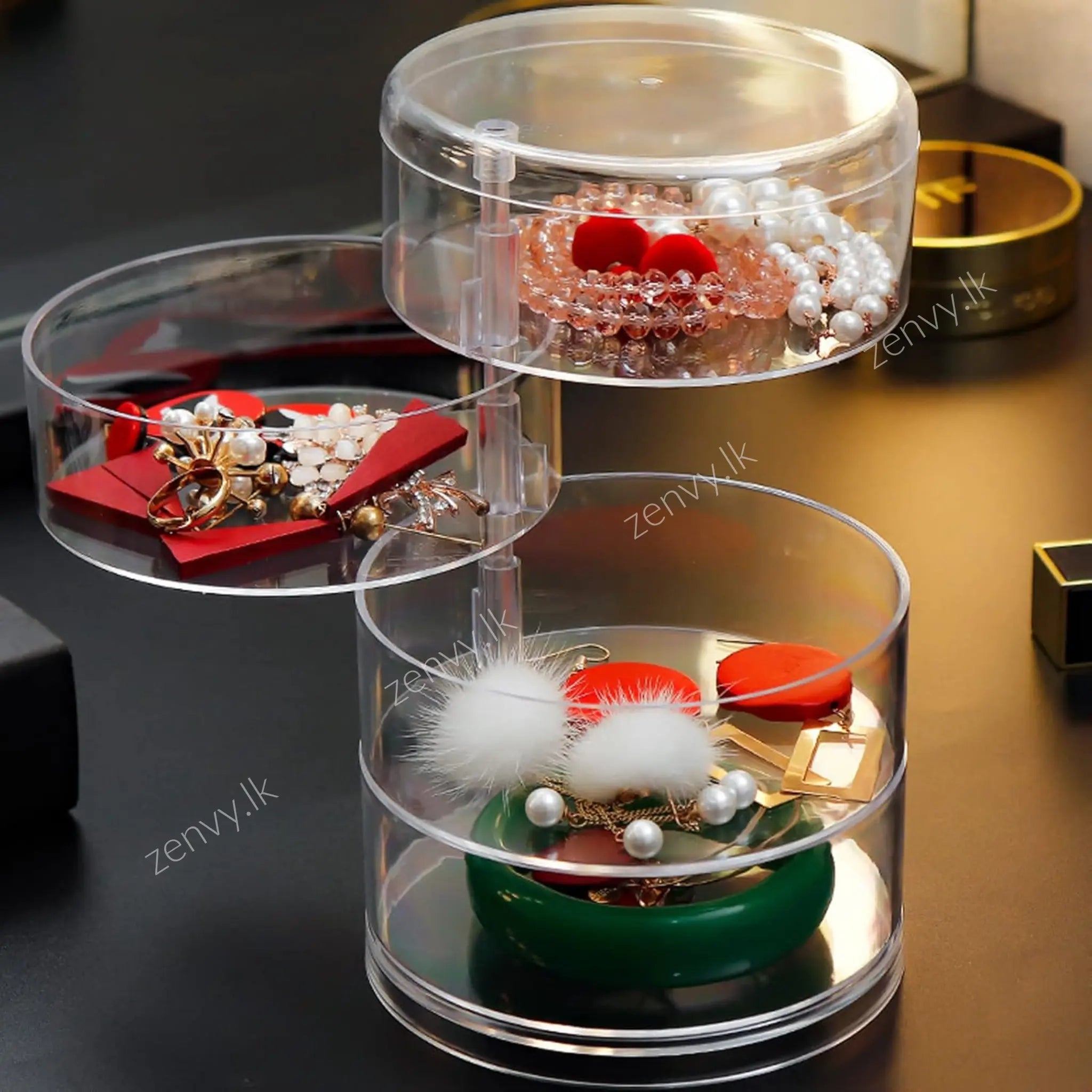 Buy Transparent 4 Layer Rotating Jewelry Storage Box in Sri Lanka