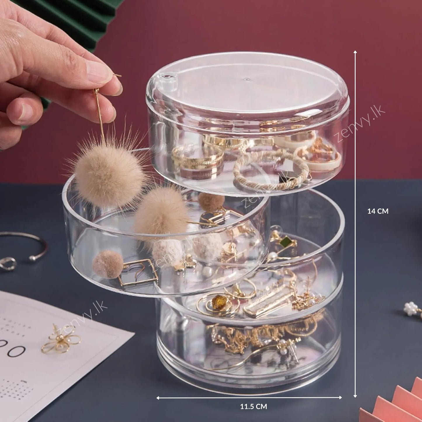 Buy Transparent 4 Layer Rotating Jewelry Storage Box in Sri Lanka