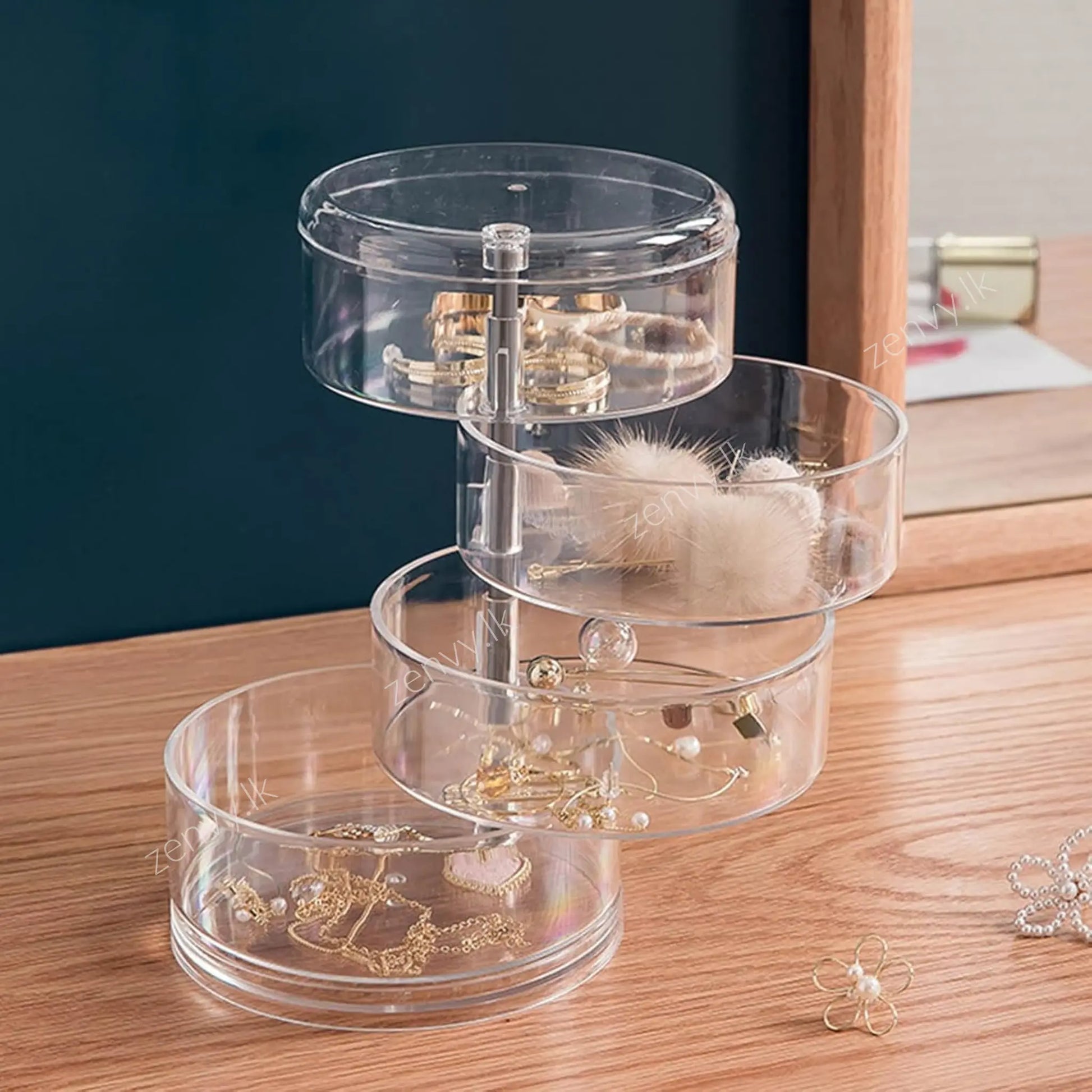 Buy Transparent 4 Layer Rotating Jewelry Storage Box in Sri Lanka