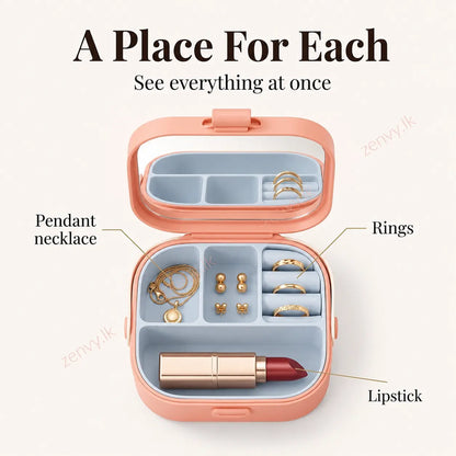 Buy Travel Mini Jewelry Box with Mirror Online in Sri Lanka | Zenvy.lk 