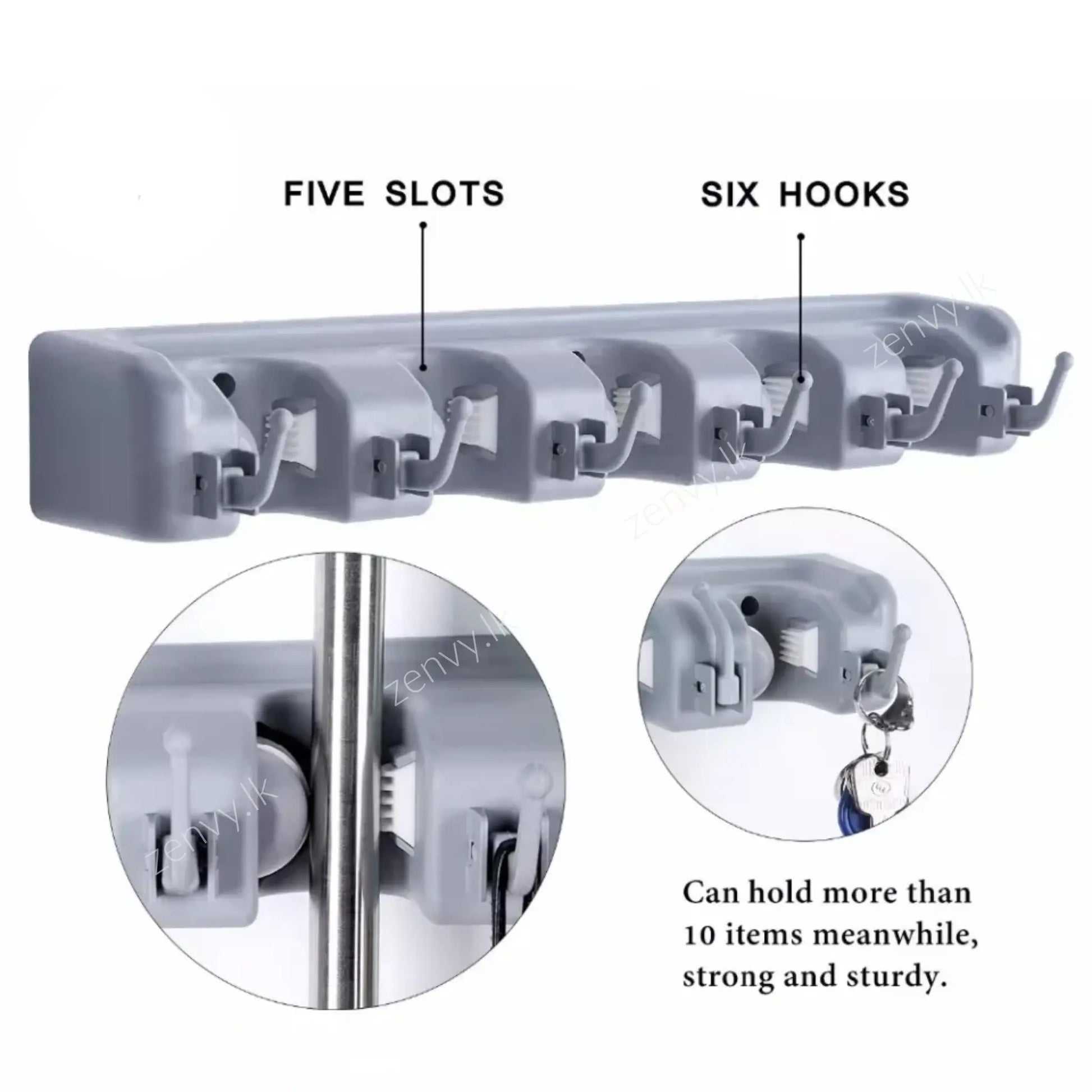Buy Wall Mounted Mop Holder with 5 Grip Slots in Sri Lanka | Zenvy.lk